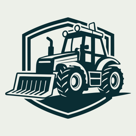 Vector Logo of a High-Performance Bulldozer Garden Tractor for Landscaping Tasks