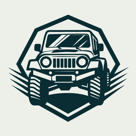 Off-Road Adventure: Stunning Car Logo Illustration in Off-Road Settingのイラスト素材