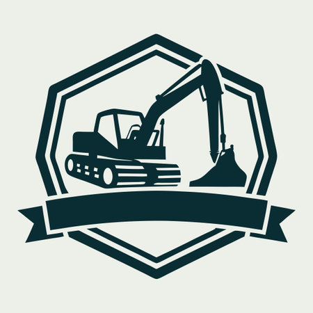Professional Excavator Design Vector Illustration for Construction and Earthmovingのイラスト素材