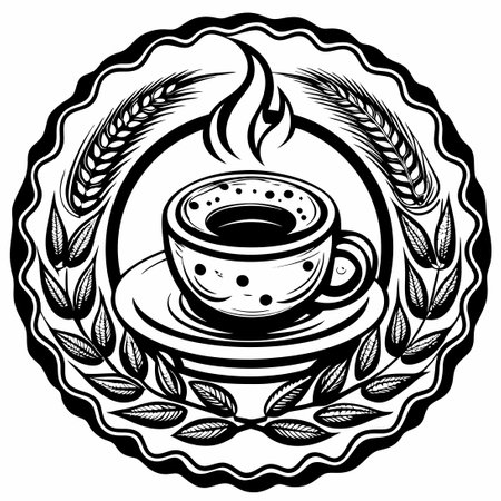 Vintage Donut and Coffee Emblem for Cafe or Bakery Designのイラスト素材