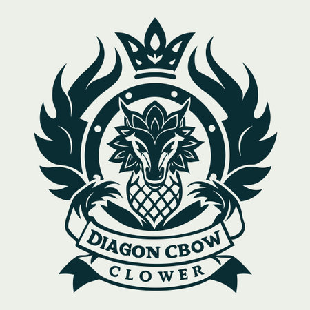 Majestic Dragon Crown Flower in Vector Logo Formatのイラスト素材