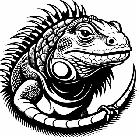 Artful Illustration of an Iguana Logo Template Inspirationsのイラスト素材