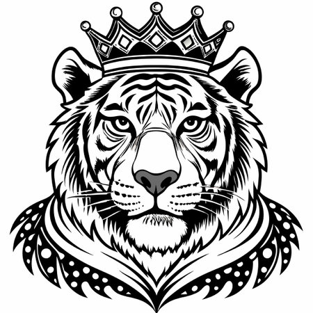 Ferocious King Tiger Mascot Character Cartoon Illustrationのイラスト素材