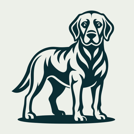 Calm Standing Labrador Retriever Breed Dog with Expression Smiling Logoのイラスト素材
