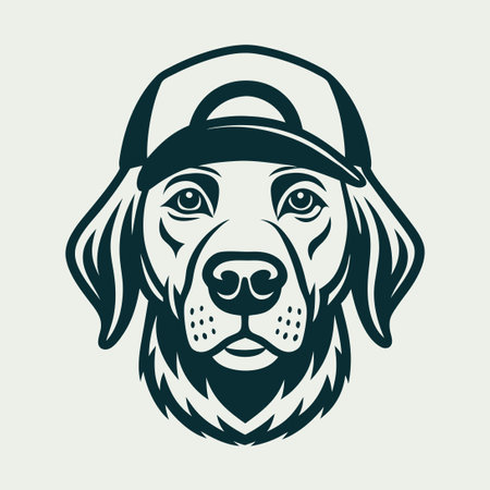 Cap-Wearing Labrador Retriever Dog: A Mascot with a Baseball Hatのイラスト素材