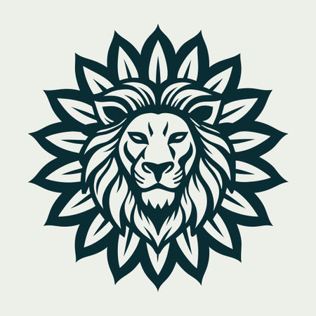 Majestic Lion-Shaped Sunflower: A Unique Vector Logo Designのイラスト素材