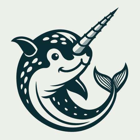 Adorable Narwhal Mascot Embodies Charm for Diverse Brandsのイラスト素材