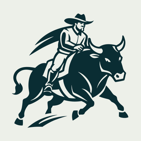 Matador Riding a Bull Vector Illustration in Energetic Poseのイラスト素材
