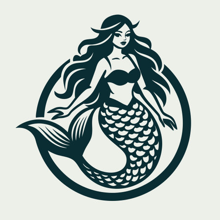 Enchanting Mermaid Beauty Logo Design with Vector Illustrationのイラスト素材