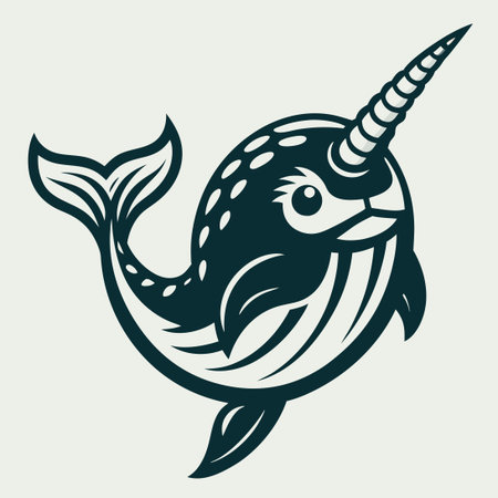 Adorable and Appealing Narwhal Mascot Perfect for Diverse Brandingのイラスト素材