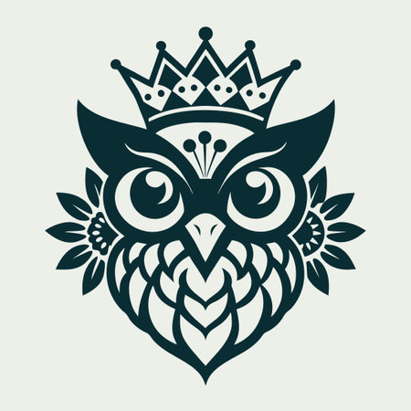 Minimalist Owl Crown Flower Logo Vector Illustrationのイラスト素材