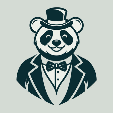 Charming Panda Gentleman Vector Logo: A Sophisticated and Adorable Characterのイラスト素材