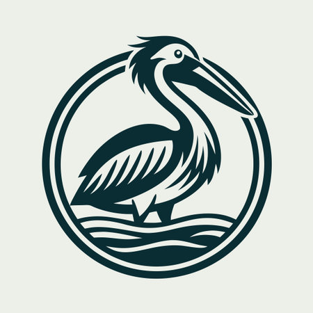 Vintage Artistic Stylized Pelican Logo Vector Design in a Retro Styleのイラスト素材