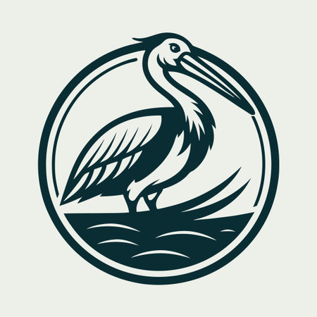 Vintage Artistic Stylized Pelican Logo Vector Illustrationのイラスト素材