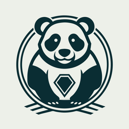 Minimalist Vector Logo Featuring a Stylized Pandaのイラスト素材