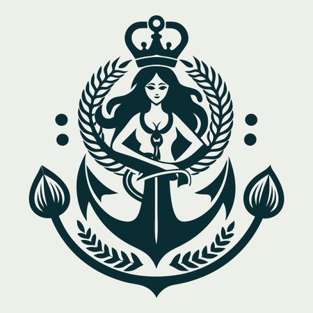 Modern Mermaid Anchor Beauty Logo Heraldry Designのイラスト素材