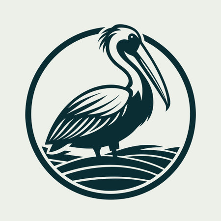 Vintage Artistic Stylized Pelican Silhouette Vector Logoのイラスト素材