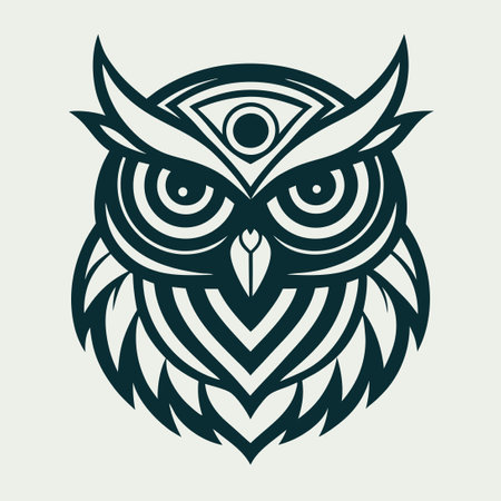 Majestic Owl Embrace Symbolizing All-Seeing Wisdom Vector Logoのイラスト素材
