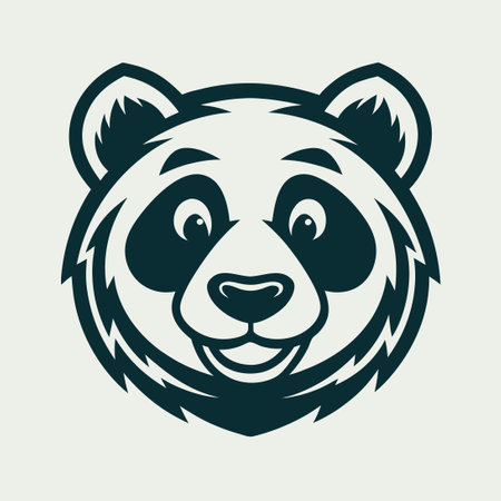 Simplified Black-and-White Panda Logo for Minimalist Designsのイラスト素材