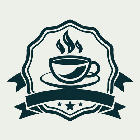 Premium Coffee Shop Logo Design Featuring a CafÃ© Mug Icon for Latte Beverageのイラスト素材