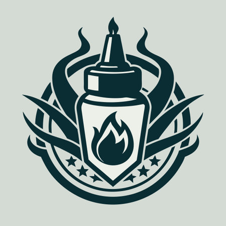 Flaming Red Hot Sauce Logo for Restaurant or Food Business with Liquid Dripsのイラスト素材