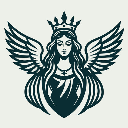 Enchanting and Angelic Female Divinity with Graceful Wingsのイラスト素材