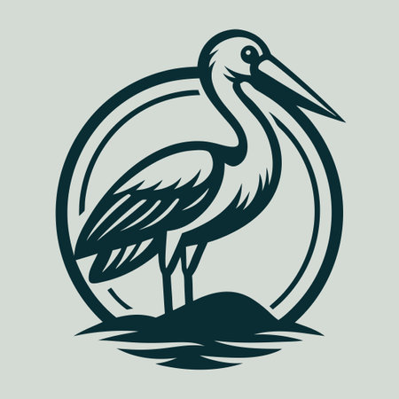Minimalistic Stork Bird Logo Vector Illustration for Designのイラスト素材