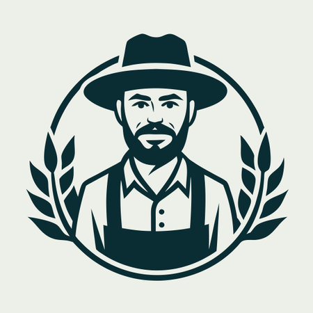Silhouette of a Simple Farmer Logo Perfect for Agriculture Businessesのイラスト素材