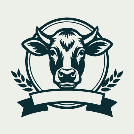 Minimalist Cow Farm Logo: Vector Silhouette for Branding and Marketingのイラスト素材