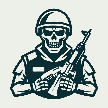 Illustrative Soldier Vector Logo with Minimalist Design Elementsのイラスト素材