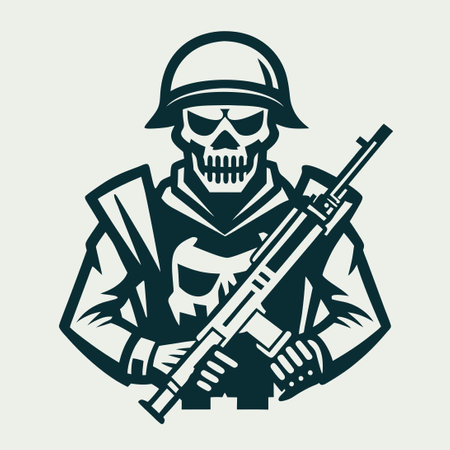 Minimalist Soldier Silhouette Vector Logo Illustration with One-Line Artのイラスト素材