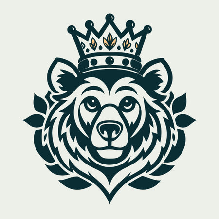 Vintage Crowned Bear Illustration with Crown in Vector Formatのイラスト素材