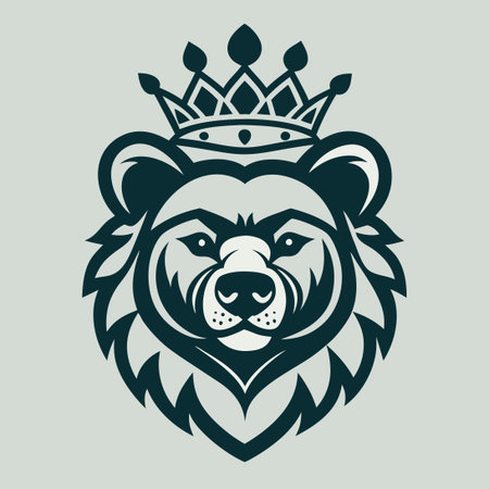 Majestic Bear King Adorned with a Regal Crown: A Vintage Vector Illustrationのイラスト素材