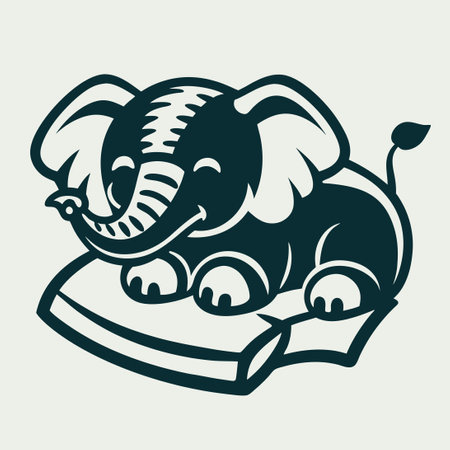 Somnolent Elephant Resting Comfortably on a Pillowのイラスト素材