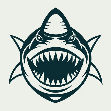 Cute and Playful Shark Logo with Perfect Teethのイラスト素材