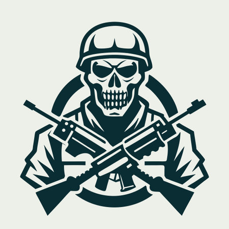 Minimalist Soldier Logo Illustration with a Clean Vector Outlineのイラスト素材