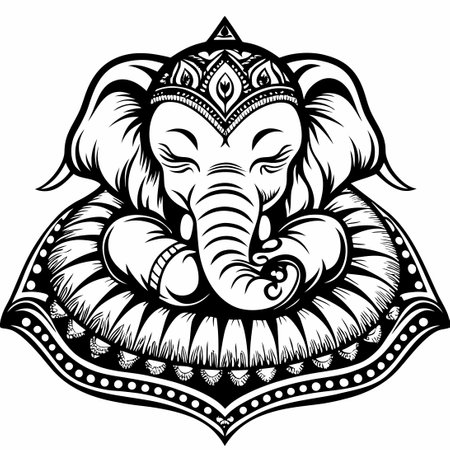 Peaceful Slumber: Sleeping Elephant Vector Logo Resting on a Soft Pillowのイラスト素材