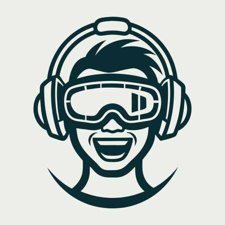 Joyful Person Immersed in Virtual Realityのイラスト素材