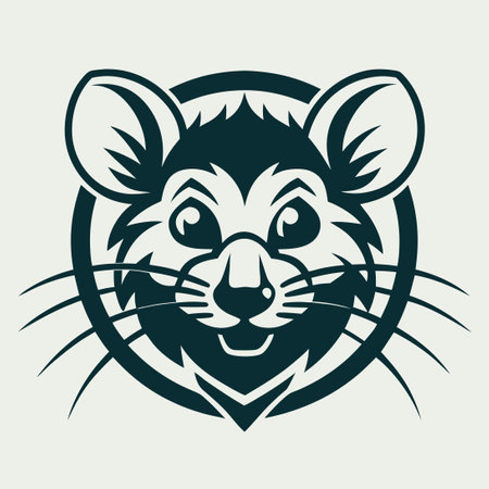 Detailed Rat Logo Icon Illustration Depicting a Mouse Characterのイラスト素材