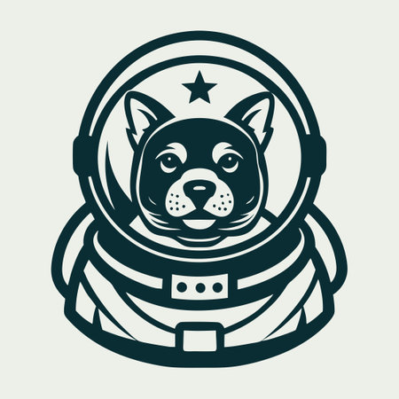 Galactic Canine: A Vector Logo Depicting an Astronaut Dog Mascot with Space Helmetのイラスト素材