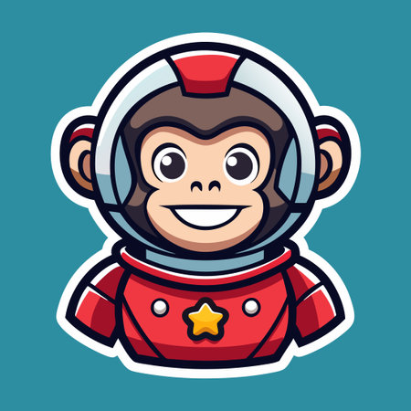 Fun and Quirky Astronaut Monkey Logo Sticker Mascot in Vector Formatのイラスト素材