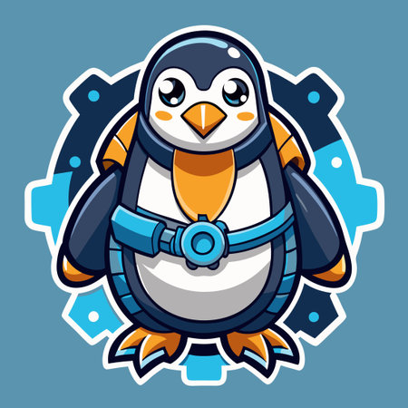 Intricate Mechanical Penguin Vector Character Logo Sticker Designのイラスト素材