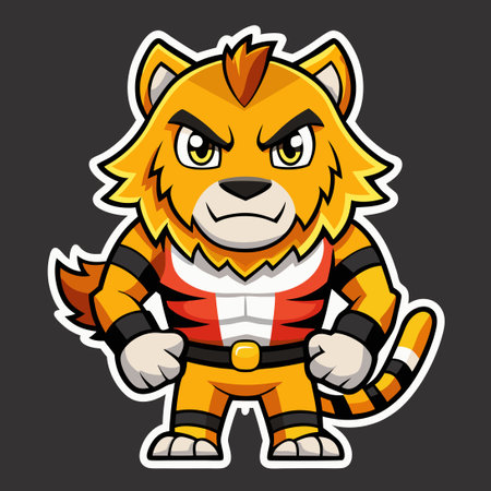 Vectorized Sticker Mascot Character of a Mighty King Tiger Logoのイラスト素材