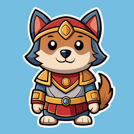 **** Adorable Puppy Warrior in Sticker Form Vectorのイラスト素材