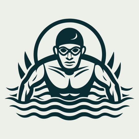 Creative Swimmer Vector Logo for Swimming Teams or Sports Brandsのイラスト素材