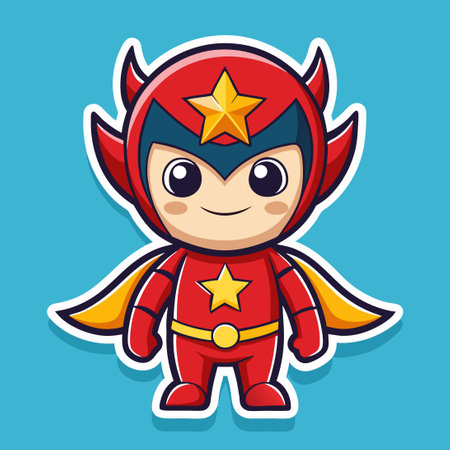 Vector Sticker of an Adorable Superhero Logo Mascot Characterのイラスト素材