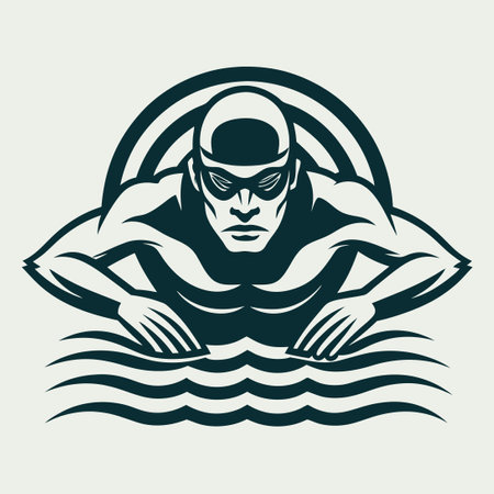 Creative Swimmer Silhouette Logo in Vector Formatのイラスト素材
