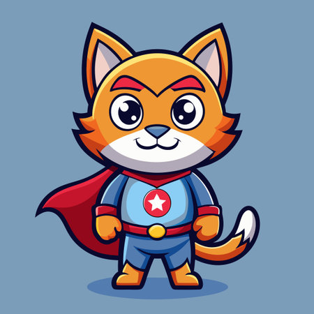 Enchanting Sticker of a Mighty Hero Cat Logo in Vector Formatのイラスト素材