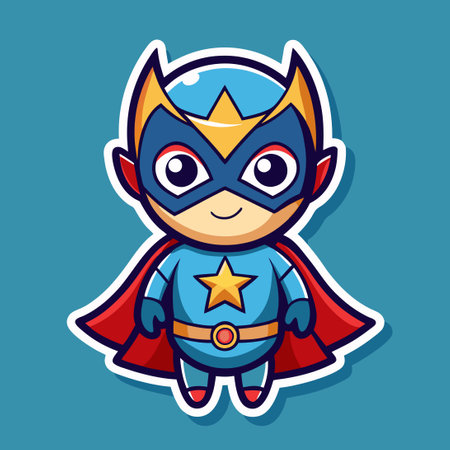 Adorable Superhero Logo Mascot Character Sticker Vectorのイラスト素材