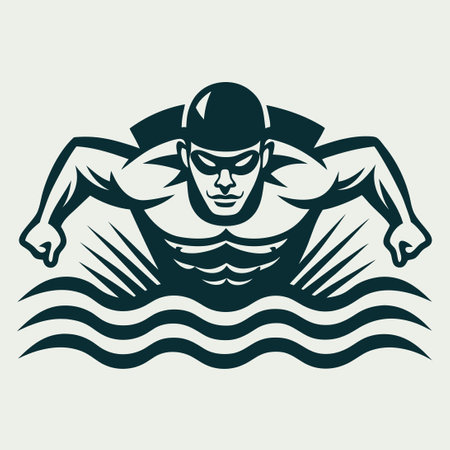Creative Swimmer Logo Depicting a Dynamic and Elegant Figureのイラスト素材